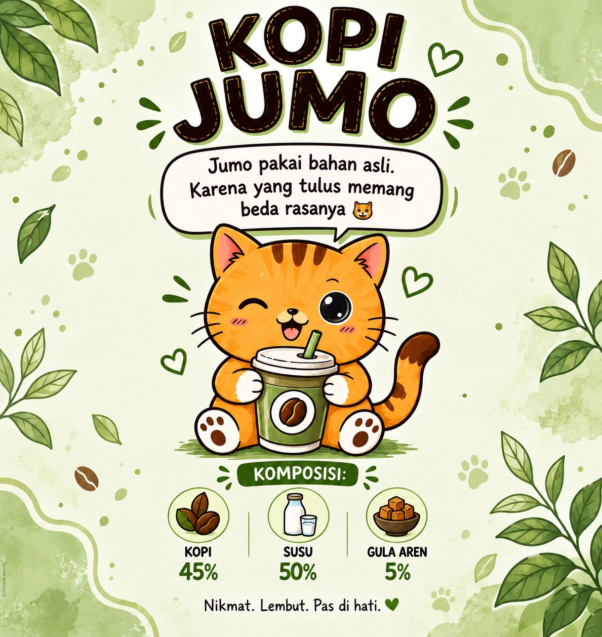 Maskot Kucing Kopi Jumo Label Resmi